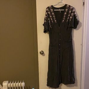 Free People Black Dress with Purple Floral Accents
